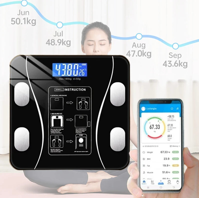 Body Fat Scale Smart - Balança de gordura corporal precisa inteligente